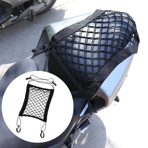 2PCS Motorcycle Bungee Cargo Net, Universal Elastic Automotive Small Cargo Net, Double Layer Storage Bungee Nets, Upgrade Bike Cargos Nets with Adjustable Hooks, 11" x 9"