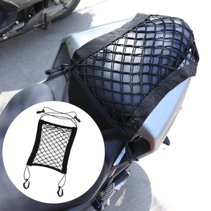 2PCS Motorcycle Bungee Cargo Net, Universal Elastic Automotive Small Cargo Net, Double Layer Storage Bungee Nets, Upgrade Bike Cargos Nets with Adjustable Hooks, 11" x 9"