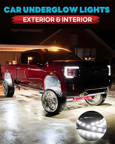 12V Led Light Strip 12.7" Waterproof White Led Light Strips for Car Golf Cart Motorcycles Truck Boat Strip Lights,Pack of 4 - color: White Led Light Strip