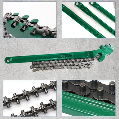 3 Pcs Heavy Duty Chain Wrench, 9 Inch 12 Inch 16 Inch Adjustable Oil Filter Chain Wrench Fits 1.5 Inch to 8 Inch Diameter for Pipe Car Repair (Green)