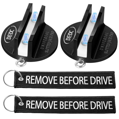 DEDC Universal Pinch Weld Jack Pad 2 Pcs Black, Magnetic Aluminum Jacking Puck Frame Rail Protecotr with 2 Reminder Streamers, Garage Accessories for Mechanics - size: Black 2 Pcs with 2 Reminder Streamers