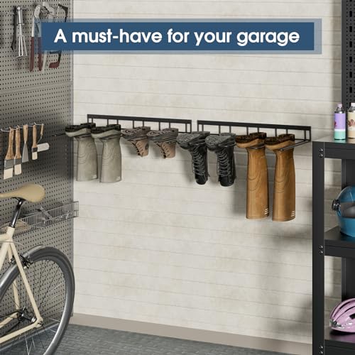 zacurter Boot Rack, Wader Hangers for Boot, Metal Wall Mounted Shoe Rack, 4 Pair Boot Organizer Rack for Tall Boots and Cowboy Boot, Boot Trays for Entryway,Garage (2 Pack), black