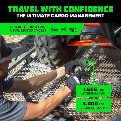 Rhino USA Soft Loop Tie Down Straps (4-Pack) - 1.6 Inch x 17 Inch (5,000 lbs Break Strength) Heavy Duty Motorcycle Handlebar Straps for use with Ratchets for ATV, UTV, Dirt Bike (Gray) - color: Gray 4-Pack
