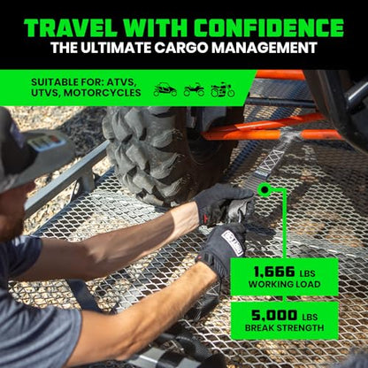 Rhino USA Soft Loop Tie Down Straps (4-Pack) - 1.6 Inch x 17 Inch (5,000 lbs Break Strength) Heavy Duty Motorcycle Handlebar Straps for use with Ratchets for ATV, UTV, Dirt Bike (Gray) - color: Gray 4-Pack