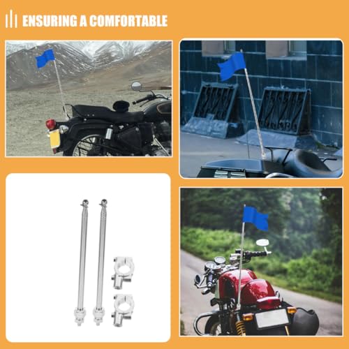 Levemolo Bike Flag Pole Kit Steel and Aluminum Alloy Adjustable Height 2pcs Secure Support, Telescopic Safety Flag Holder for Mountain Bike and Motorcycle Handlebar for Riding and Biking