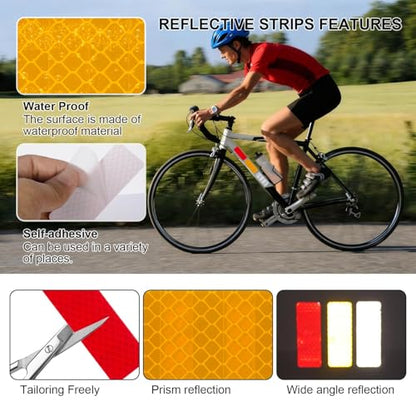 15 Pcs Reflective Safety Stickers, High Visibility Waterproof Tape Strips for Car, Motorcycle, Bike, Helmet, Mailbox, Bag, 1.18 x 3.15 Inch (15, Red/Silver/Blue/Yellow/Green)