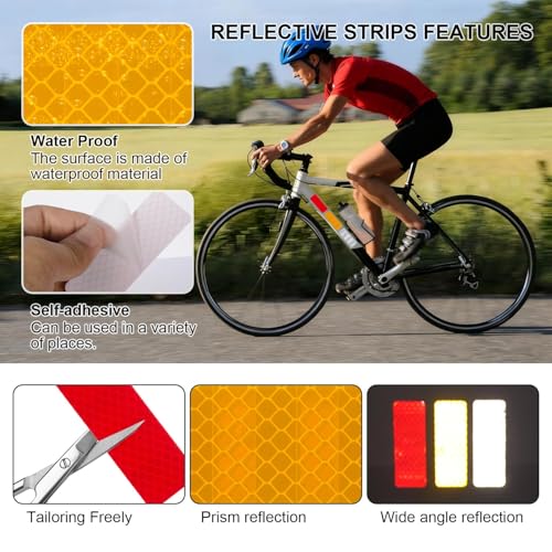 50 Pcs Reflective Safety Stickers, High Visibility Waterproof Tape Strips for Car, Motorcycle, Bike, Helmet, Mailbox, Bag, 1.18 x 3.15 Inch (50, Red/Silver/Blue/Yellow/Green)