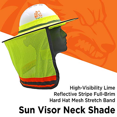 Wolf High-Visibility Orange Reflective Full-Brim Hard Hat Mesh Sun Visor Neck Shade - color: Hi-viz Yellow-lime