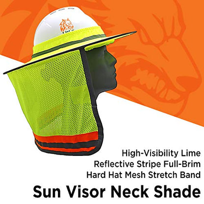 Wolf High-Visibility Orange Reflective Full-Brim Hard Hat Mesh Sun Visor Neck Shade - color: Hi-viz Yellow-lime