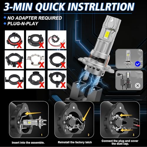 H7 Motorcycle fog light Bulbs Compatible for Kawasaki Ninja 650R(2006-2011) Kawasaki Ninja 650 (2012-2019) fog light Bulbs;800% Brighter 24000LM 6000K White Light,H7 plug and play,2pack