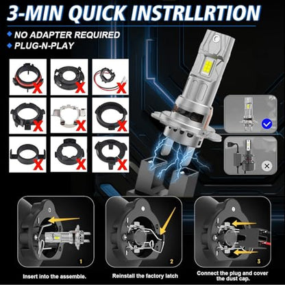 H7 Motorcycle fog light Bulbs Compatible for Kawasaki Ninja 650R(2006-2011) Kawasaki Ninja 650 (2012-2019) fog light Bulbs;800% Brighter 24000LM 6000K White Light,H7 plug and play,2pack