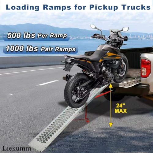 LIEKUMM 83" Folding Motorcycle Ramp, 500 lbs Heavy Duty Loading Ramp for Pickup Trucks, Portable Truck Ramp for Dirt Bike, Trailer, Lawn Mower（1-Pack） - size: 83"L x 9"W（1PC)