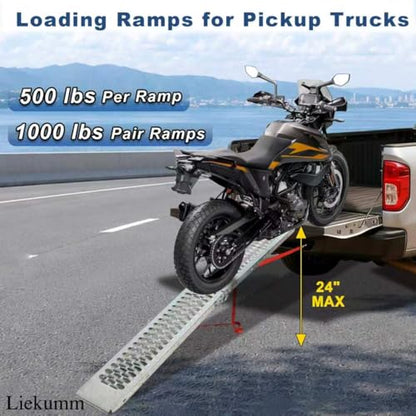 LIEKUMM 83" Folding Motorcycle Ramp, 500 lbs Heavy Duty Loading Ramp for Pickup Trucks, Portable Truck Ramp for Dirt Bike, Trailer, Lawn Mower（1-Pack） - size: 83"L x 9"W（1PC)
