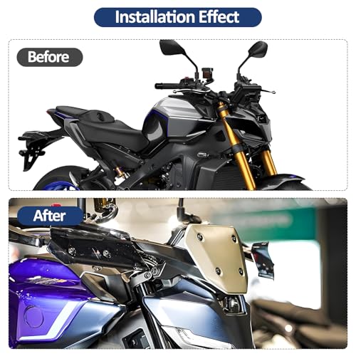 Compatible with Yamaha MT-09 MT 09 MT09 SP 2024 2025 Windshield Bracket Kit Wind Deflector Sun Visor(Silver) - color: Silver