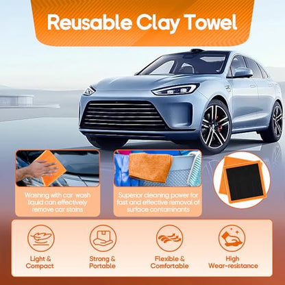 2PCS Clay Towel Auto Detailing, Clay Bar Towel Cloth Auto Detailing for Car (12 x 12 in) (Orange) - color: Orange