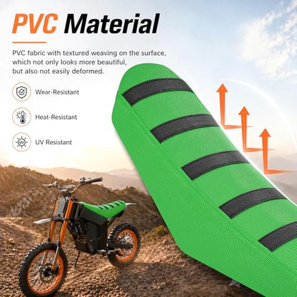 Electric Dirt Bike Seat Cover for Tutti Soleil 01,Black Stripe Non-Slip Motorcycle Cushion Cover for Tuttio Soleil01-Green - color: Green