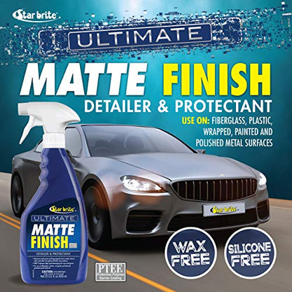 STAR BRITE Ultimate Matte Finish Speed Detailer & UV Protectant - Matte Finish Protectant for Wraps, Motorcycles, Cars, & Trucks - 22 OZ (098122)