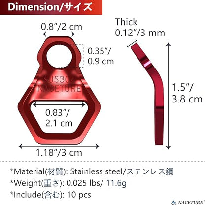 Motorcycle Tie Down Anchor Hook Heavy Duty Stainless Steel 10 Pack - Dirt Bike Tie Down Strap Rings Accessories for Truck, Camper, Trailer, Truck Bed Tie Down Anchor (Small Red) - style: Small Red