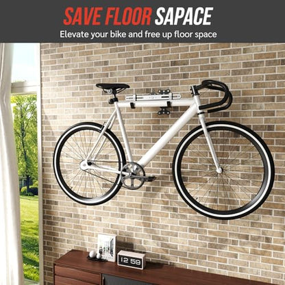 Heavy-Duty Bike Wall Mount for Garage Aluminum Alloy & Steel Folding Bicycle Rack,360° Rotation,Adjustable Hook, 66lbs Capacity Horizontal Indoor Bike Storage, for Road Mountain Hybrid Bikes - size: 2 PACK