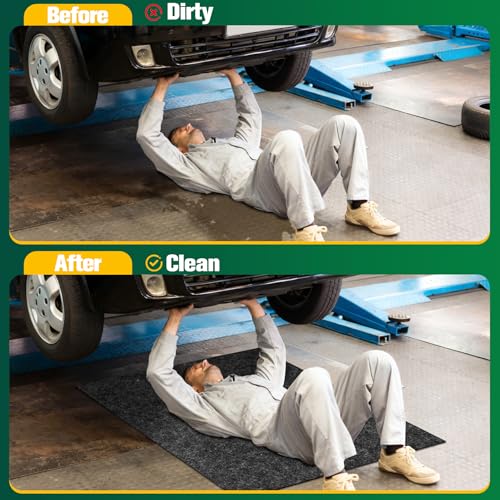 ToLanbbt Garage Floor Mat 72" x 60" - Oil Spill Mat for Under Car Driveway Oil Drip Pad with 8P Tapes, Waterproof Backing, Leak Absorbent, Reusable, Washable, Protect Garage Floor (1P, Dark Gray) - size: 6'x5'