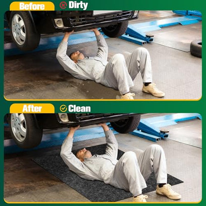 ToLanbbt Garage Floor Mat 72" x 60" - Oil Spill Mat for Under Car Driveway Oil Drip Pad with 8P Tapes, Waterproof Backing, Leak Absorbent, Reusable, Washable, Protect Garage Floor (1P, Dark Gray) - size: 6'x5'