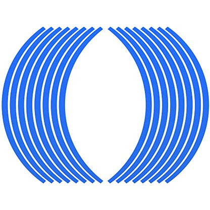 X AUTOHAUX 16pcs Fit 17" Wheel Motorcycle Car Bike Wheel Rim Sticker Strips Reflective Stripe Tape Reflector Blue - color: Blue