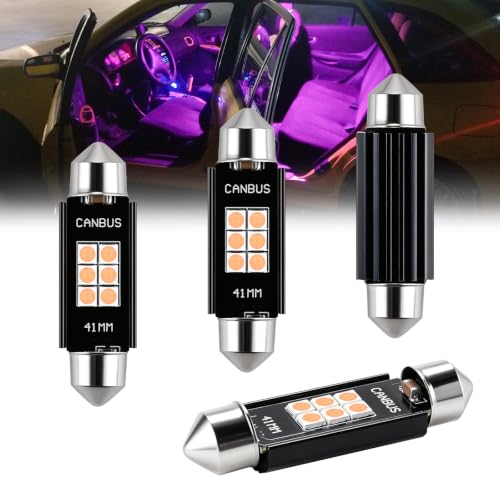 iBrightstar 9-30V Extremely Bright 211-2 212-2 578 Festoon LED Bulbs Error Free 1.61" 41mm for Interior Map Dome Lights and License Plate Courtesy Lights, Purple - color: Purple, size: 41mm