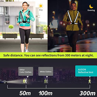 2 pcs Reflective Vest, Adjustable High Visibility Reflective Safety Straps Gear for Run, Cycling,Pet Walking - color: Black