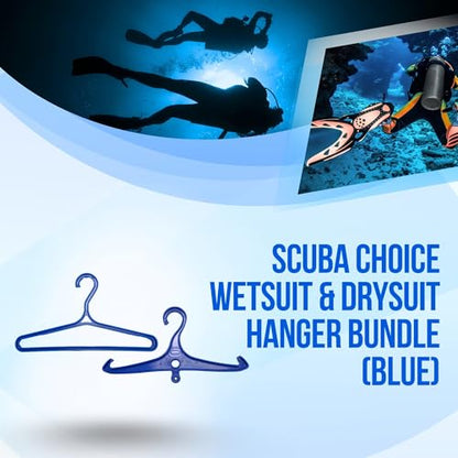Scuba Choice Wetsuit & Drysuit Hanger – Heavy-Duty Hanger for BCD, Wetsuits & Scuba Gear Storage, Drying & Organization - color: Blue (Wide-shoulder+anti-slip)