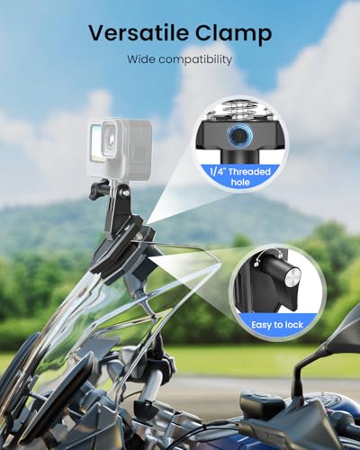 Motorcycle Windshield Clip Camera Mount for Insta360 X5/X4/X3 for GoPro for DJI Osmo Action Motorcycle Mount Clamps for Insta360 X5 Accessories