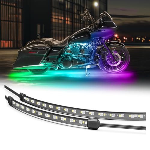 XKmax LED Motorcycle Underglow Light Kit w/RGBW Color Chasing | App-Controlled (Standard Engine + Underglow Kit) - size: Standard Engine + Underglow Kit