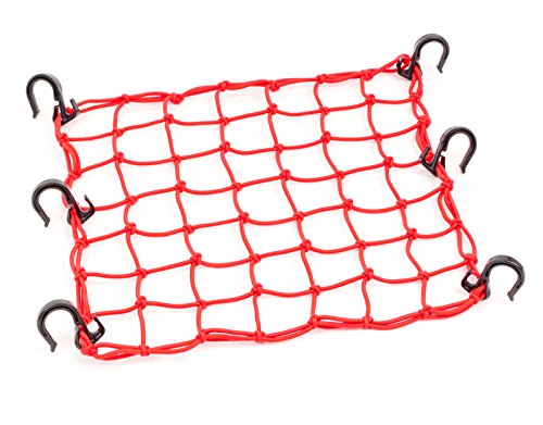 PowerTye 50151 Red 15inX15in Cargo Net featuring 6 Adjustable Hooks & Tight 2inx2in Mesh - color: Red