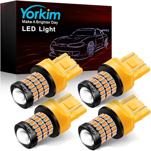 Yorkim 7440 Led Bulb Amber 7443 Led Turn Signal Lights Bulb with Projector 7441 W21W T20 7440na Led Bulb Replacement Lamp for Blinker Light Turn Signal Lights Tail Lights, Pack of 4 - color: Amber Yellow, size: 7443/7440