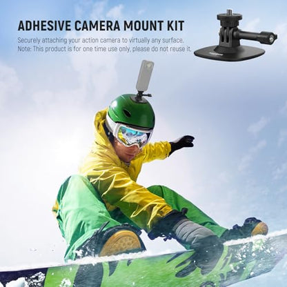 NEEWER Adhesive Mount Compatible with Insta 360 GoPro DJI AKASO Action Camera, 180° Tilt Flexible Car Helmet Holder Base Adapter for POV Video Recording Live Streaming, for 1/4" Accessories, CA159 - style: CA159（1-Pack）