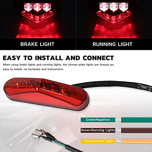 Motorcycle Led Brake Tail light License Plate Light 12V Universal Motorcycle Stop Running Lights for Quad ATV Dirt Bike Custom Chopper Street Bike - color: Red Len#2