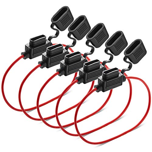 [UL Wire] Chanzon 5Pcs 16awg Standard/ATC/ATO Fuse Holder Waterproof Inline Marine for 20A Blade Fuses Automotive Car Motorcycle - size: B) 16AWG