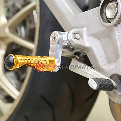 MC MOTOPARTS MPRO Gold 40mm Riser CNC Front Foot Pegs Compatible with YZF R1 00-21 YZF R6 03-19 YZF R1M 15-21 R1S - color: Gold, size: 40mm Extension