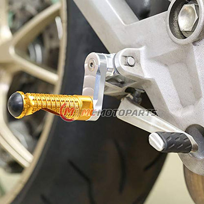 MC MOTOPARTS MPRO Gold 40mm Riser CNC Front Foot Pegs Compatible with YZF R1 00-21 YZF R6 03-19 YZF R1M 15-21 R1S - color: Gold, size: 40mm Extension