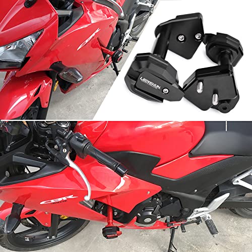 Motorcycle Falling Protection Frame Slider Fairing Guard Anti Crash Pad Protector Crash compatible with Honda CBR300R CBR 300R (2013-2023) (Black) - color: Black