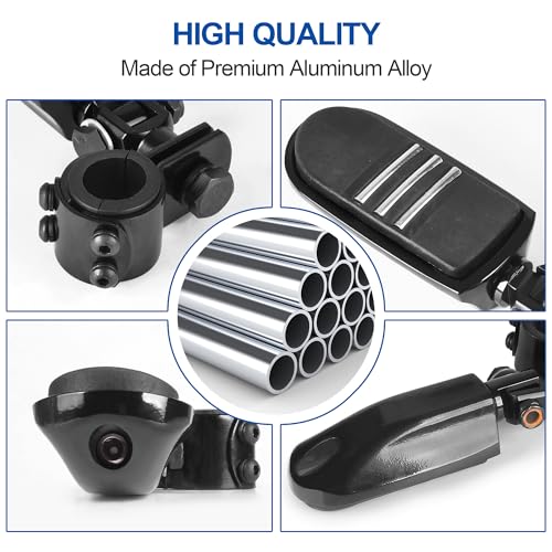 Motorcycle Highway Pegs, Crash Bar Foot Pegs for Harley Touring Electra Street Glide Road King Sportster, Kawasaki, With 1"(25mm), 1 1/4"(32mm), 1 1/3"(34mm) Engine Guard Footrest - color: Streamliner Style - All Black