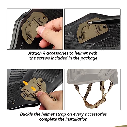Tactical Helmet Chin Strap Adjustable Dial 4 Points Suspension System with Bolts and Screws for Tactical Fast MICH Bump Helmet Accessory - color: Style 3-Khaki