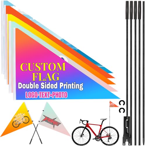 Personalized Bike Safety Flag with Pole - 6-Foot Adjustable Pole, Custom Safety Flag for Kids, Bicycles and Golf Carts (Triangular Flag 2-1PC) - color: Triangular flag 2 - 1PC