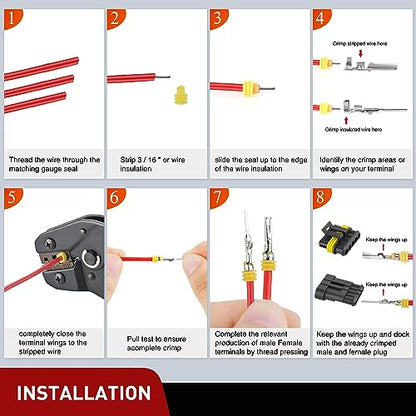 Nilight 220PCS 5 Pin Electrical Connector ‎Plug Male Female Terminal Wire Connectors Waterproof 5 Way Automotive Connect Set for Car Truck Motorcycle Marine Boat 10 Sets - size: 5Pin Connector 200Pcs