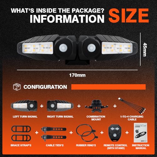 Upgrade Bike Tail Light with Projection USB Rechargeable Bike Turn Signals 150 Lumen Ultra Bright Turn Signals for Bicycle with Alarm Horn Bicycle Rear Light for Night Riding, 5 Mode