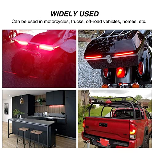 Nilight 32 LED 8’’ Flexible License Plate Light Strip Tail Brake Stop Turn Signal Universal Fit for Harley Motorcycle Bike ATV Car SUV - color: Amber Red