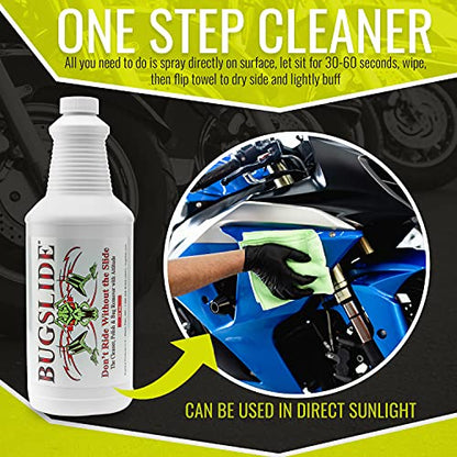 BugSlide 32 Oz Cleaner Refill for Spray Bottles & Travel Kits - All Surfaces Cleaning and Detailing Solution for Vehicle Interior and Exterior Use - Shines, Degreases, Polishes - style: 32 Oz Refill