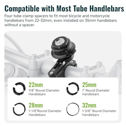 Quick Launch Magnetic Motorcycle Phone Mount with Universal Interface, Anti-Vibration Handlebar Bracket with Secure Lock for Bike Scooter Moto MTB, 360° Blind Installation (QM02&QU01) - style: QM0U2