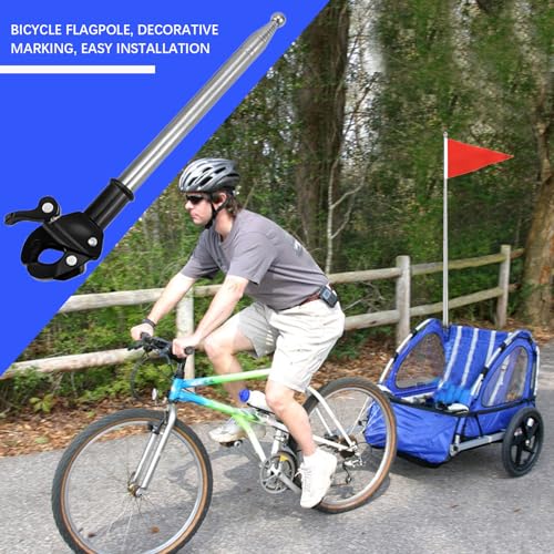 2Pcs 51in Stainless Steel Motorcycle Flag Pole, Adjustable Retractable Bike Flagpole Mount for ATV, Golf Cart, Wheelchair, Cycle, Mobility Scooter