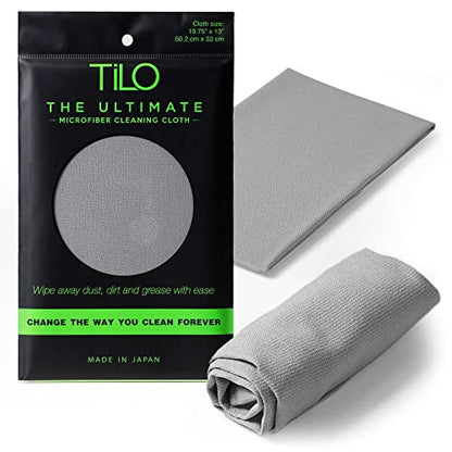 TILO Microfiber Cleaning Cloth – 19x13 Inch Ultra-Absorbent, Streak-Free, Lint-Free, Reusable Polishing Cloth for Dust, Grease, Dirt, and Delicate Surfaces – Non-Abrasive – Grey - color: Grey