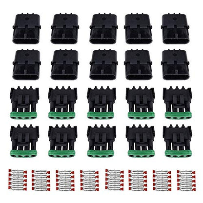 MUYI 10 Kit 4 Pin Weather Pack Connector for 20-14 AWG Wire Harness 2.5mm Series Automotive Electrical Plugs - size: 4pin connector(10 sets)
